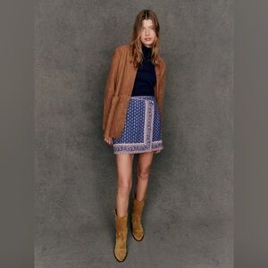 COPY - Sézane Laure Skirt, blue kerala, size 6, NWT